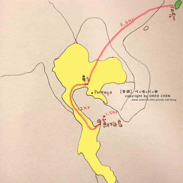 蘇梅島手繪路線圖